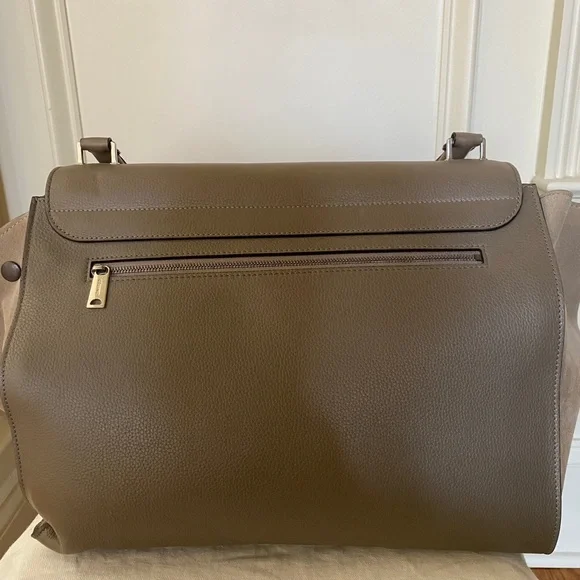 Celine large trapeze bag in taupe leather and suede - Picture 4 of 10